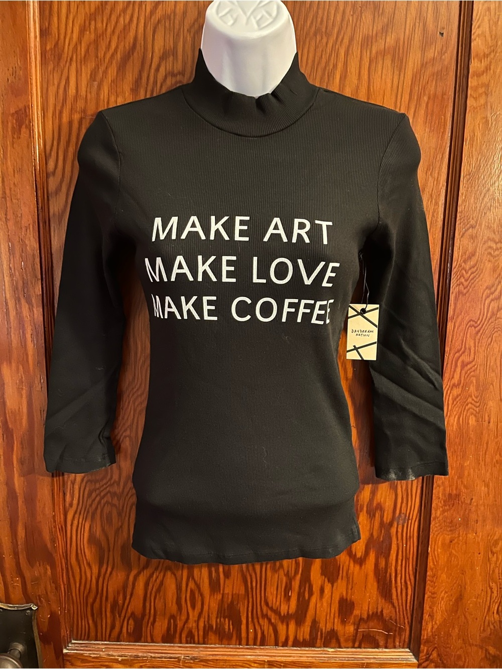 Daydream Nation Black 'MAKE ART MAKE LOVE MAKE COFFEE' Graphic Top